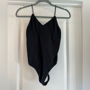 Black V-Neck Thong Bodysuit
